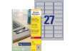 Immagine di Etichette permanenti poliestere argento Avery 63,5x29,6 mm - 27 et/foglio - laser monocolore conf. 1