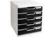 Immagine di Cassettiera Exacompta MODULO Classic 5 cassetti 28,8x35x32 cm grigio/nero 301014D