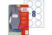 Immagine di Badge adesivi per tessuti rotondi Avery Ø 65 mm - 8 et/foglio - stampanti laser Conf. 20 fogli - L48