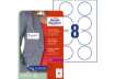 Immagine di Badge adesivi per tessuti rotondi Avery Ø 65 mm - 8 et/foglio - stampanti laser Conf. 20 fogli - L48