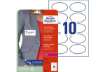 Immagine di Badge adesivi per tessuti ovali Avery 85x50 mm - 10 et/foglio - stampanti laser - Conf. 20 fogli L48
