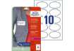 Immagine di Badge adesivi per tessuti ovali Avery 85x50 mm - 10 et/foglio - stampanti laser - Conf. 20 fogli L48