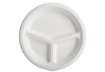 Immagine di Piatti a 3 scomparti bio-compostabili ecoCanny Party bianco Ø261x28 mm conf. 50 pz - ECO-007CA