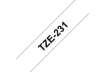 Immagine di Nastro laminato per etichettarice - nero/bianco Brother 12 mm x 8 mt TZE-231