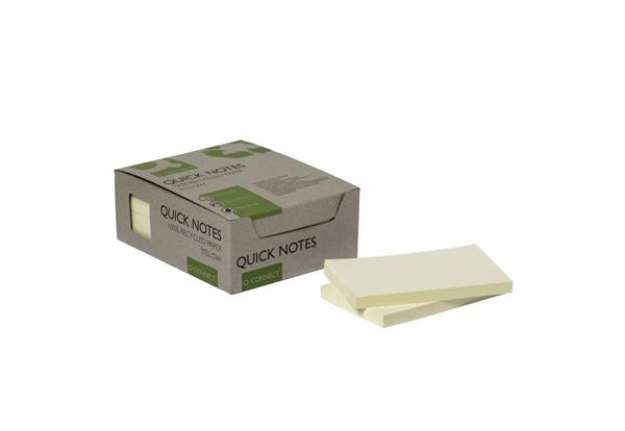 Immagine di Foglietti riposizionabili riciclati Q-Connect gialli conf. 12 blocchetti da 100 fogli 127x76 mm - gi