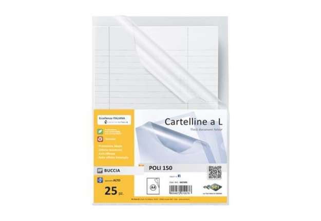 Immagine di Cartelline a L Poli 150 - PPL - buccia - 21 x 29,7 cm - trasparente - Sei Rota - conf. 25 pezzi