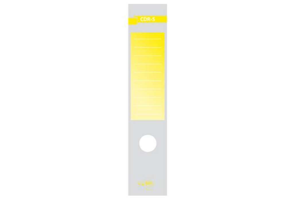 Immagine di Copridorso CDR S - carta autoadesiva - 7 x 34,5 cm - giallo - Sei Rota - conf. 10 pezzi