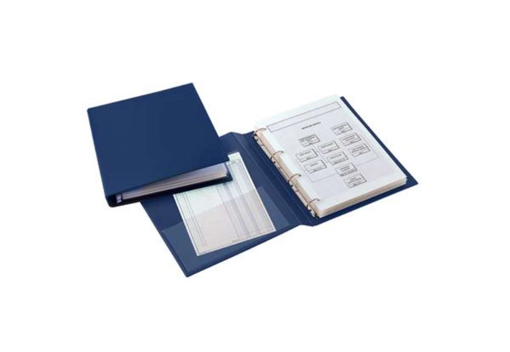 Immagine di Raccoglitore Sanremo 2000 - 22 x 30 cm - 4 anelli a D 40 mm - dorso 5,5 cm - blu - Sei Rota