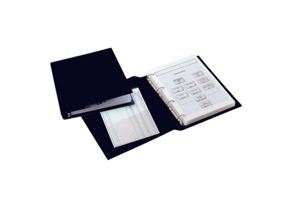 Immagine di Raccoglitore Sanremo 2000 - 23 x 33 cm - 4 anelli a D 25 mm - dorso 4 cm - nero - Sei Rota