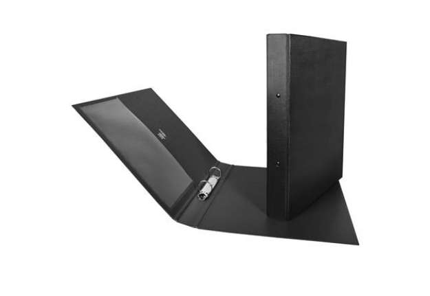 Immagine di Raccoglitore Stelvio - 2 anelli tondi 25 mm - dorso 3 cm - 22 x 30 cm - nero - Sei Rota