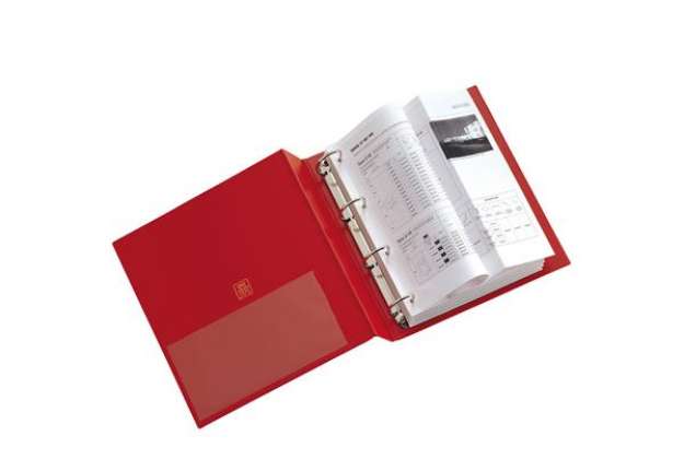 Immagine di Raccoglitore Stelvio - 4 anelli a D 40 mm - dorso 5,5 cm - 22 x 30 cm - rosso - Sei Rota