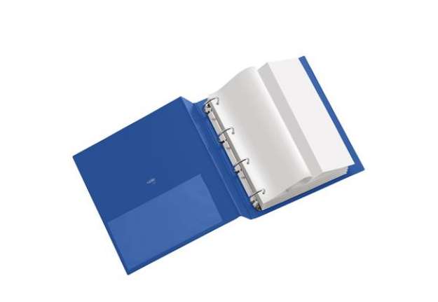 Immagine di Raccoglitore Stelvio - 4 anelli a D 50 mm - dorso 7,5 cm - 22 x 30 cm - blu - Sei Rota