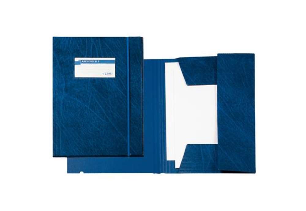 Immagine di Cartella 3 lembi con elastico F - 25 x 35 cm - dorso 3 cm - Colpan - blu - Sei Rota