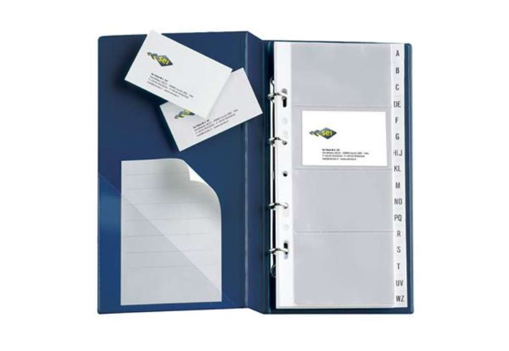 Immagine di Portabiglietti Visita MC 16 - 15 x 28 cm - 160 biglietti - blu - Sei Rota