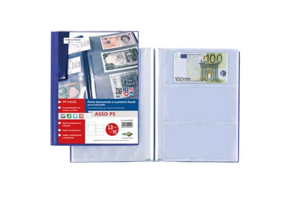 Immagine di Porta scontrini e banconote Asso PS - 21 x 29.7 cm - blu - Sei Rota