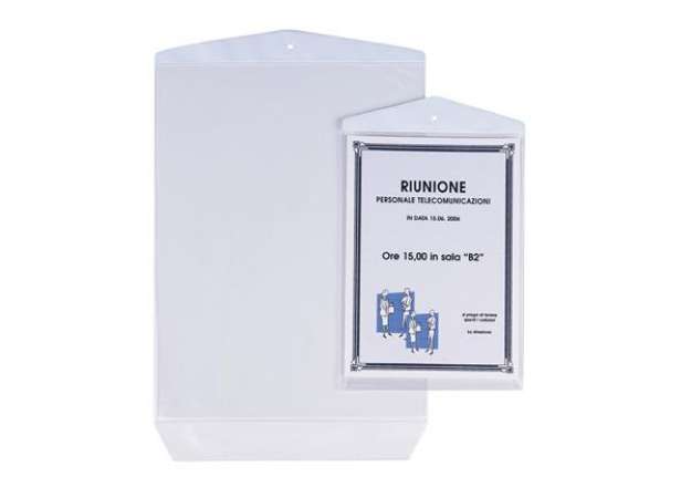 Immagine di Buste Porta Avvisi Appendicartello - PVC - 22 x 30 cm - trasparente - Sei Rota - conf. 10 pezzi