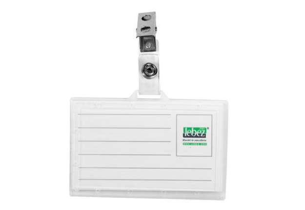Immagine di Portabadge con clip - PVC semirigido - 9 x 5,6 cm - Lebez
