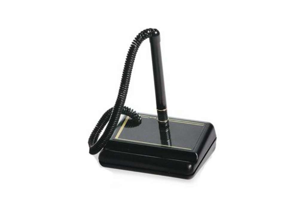 Immagine di Stiloforo con base in plastica - nero - con spirale - Lebez
