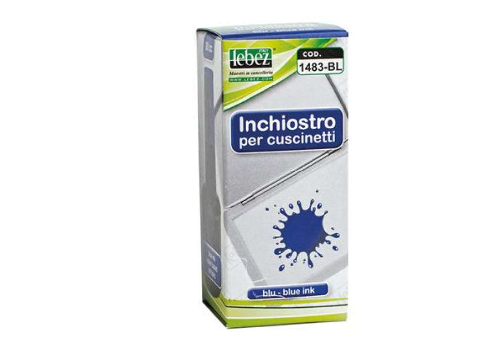 Immagine di Inchiostro per cuscinetti - 30 ml - senza olio - blu - Lebez