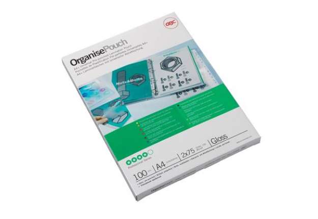 Immagine di Pouches - A4 - 216 x 303 mm - 2 x 75 micron - GBC - conf. 100 pezzi