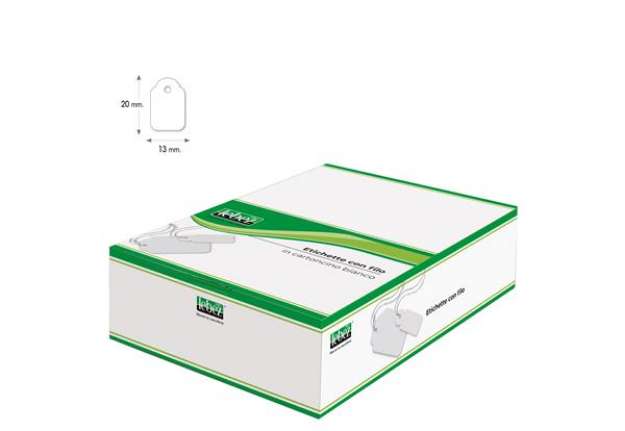 Immagine di Etichette con filo A387 - 13 x 20 mm - bianco - Lebez - conf. 1000 pezzi