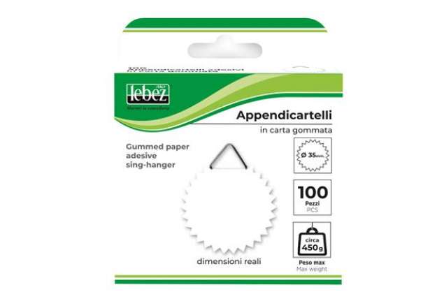 Immagine di Appendicartelli adesivi - 3,5 cm - carta gommata - bianco - Lebez - conf. 100 pezzi