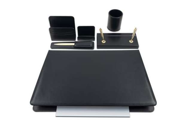 Immagine di Servizio scrittoio Classic - similpelle - 6 componenti - nero - City Time