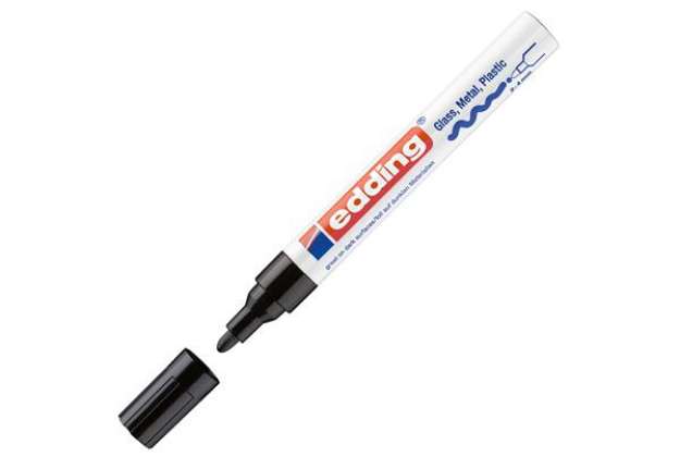 Immagine di Marcatore permanente a vernice 750 - punta tonda - da 2 a 4 mm - nero - Edding