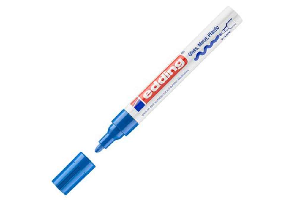 Immagine di Marcatore permanente a vernice 750 - punta tonda - da 2 a 4 mm - blu - Edding