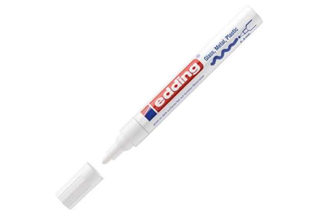 Immagine di Marcatore permanente a vernice 750 - punta tonda - da 2 a 4 mm - bianco - Edding