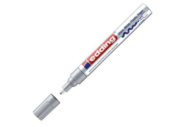 Immagine di Marcatore permanente a vernice 750 - punta tonda - da 2 a 4 mm - argento - Edding