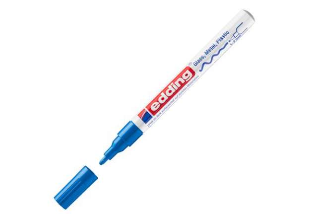 Immagine di Marcatore permanente a vernice 751 - punta tonda fine - da 1 a 2 mm - blu - Edding