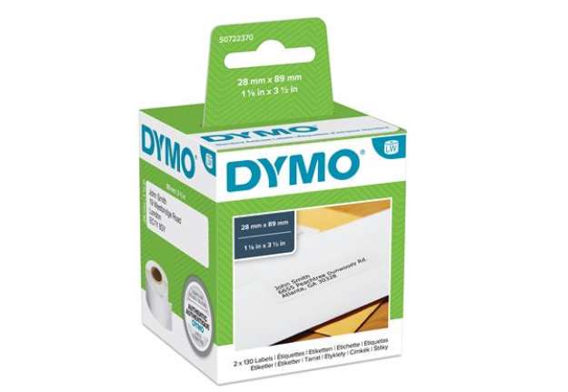 Immagine di Rotolo 130 etichette LW 990100 - 28 x 89 mm - carta - indirizzi standard -bianco - Dymo - conf. 2 ro