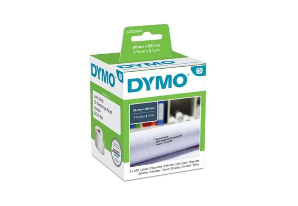 Immagine di Rotolo 260 etichette LW 990120 - 36 x 89 mm - carta - indirizzi estesi - bianco - Dymo - conf. 2 rot