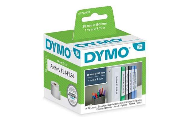 Immagine di Rotolo 110 etichette LW 990180 - 38 x 190 mm - carta - registratore piccolo - bianco - Dymo