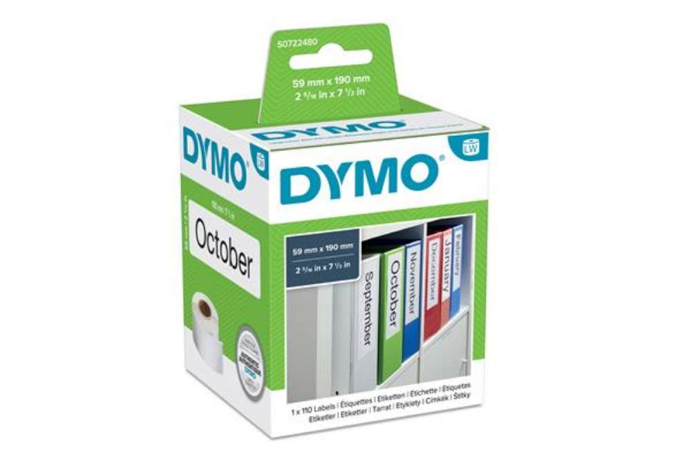 Immagine di Rotolo 110 etichette LW 990190 - 59 x 190 mm - carta - registratore grande  - bianco - Dymo