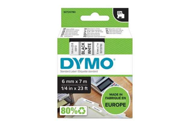 Immagine di Nastro D1 436130 - 6 mm x 7 mt - nero/bianco - Dymo