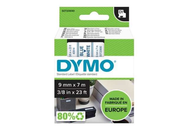 Immagine di Nastro D1 409140 - 9 mm x 7 mt - blu/bianco - Dymo