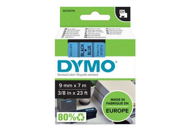 Immagine di Nastro D1 409160 - 9 mm x 7 mt - nero/blu - Dymo