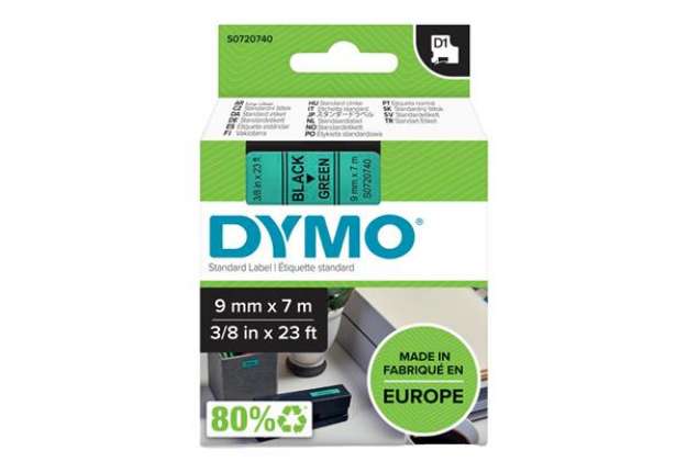 Immagine di Nastro D1 409190 - 9 mm x 7 mt - nero/verde - Dymo