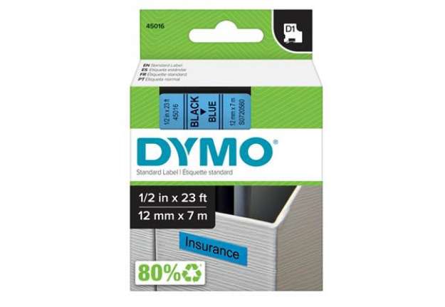 Immagine di Nastro D1 450160 - 12 mm x 7 mt - nero/blu - Dymo