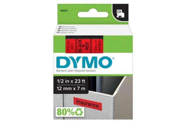 Immagine di Nastro D1 standard 450170 - 12 mm x 7 mt - PL - nero/rosso - Dymo