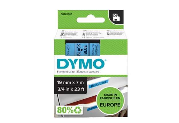 Immagine di Nastro D1 458060 - 19 mm x 7 mt - nero/blu - Dymo