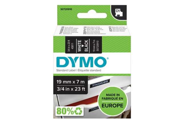 Immagine di Nastro D1 458110 - 19 mm x 7 mt - bianco/nero - Dymo