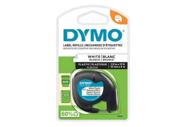 Immagine di Nastro Letratag 912010 - in plastica - 12 mm x 4 mt - bianco - Dymo