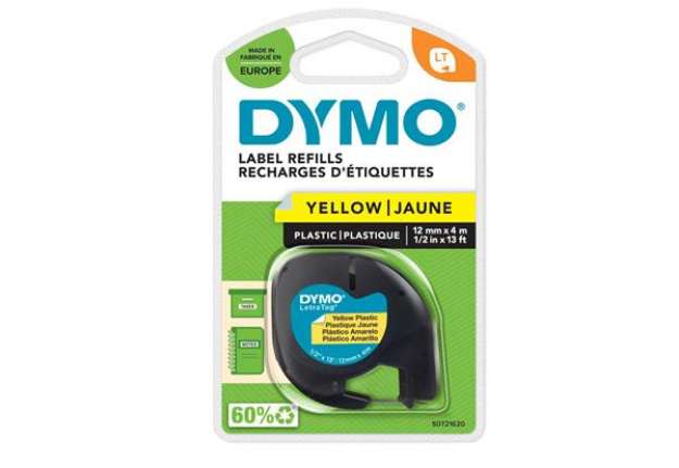 Immagine di Nastro Letratag 912020 - in plastica - 12 mm x 4mt - giallo - Dymo