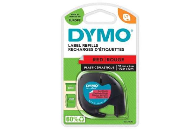 Immagine di Nastro Letratag 912030 - in plastica - 12 mm x 4 mt - rosso - Dymo