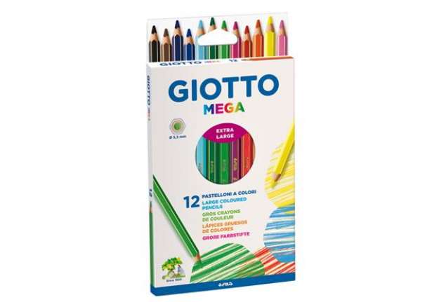 Immagine di Pastelli colorati Mega - esagonale - mina 5,5 mm  - Giotto - conf. 12 pezzi