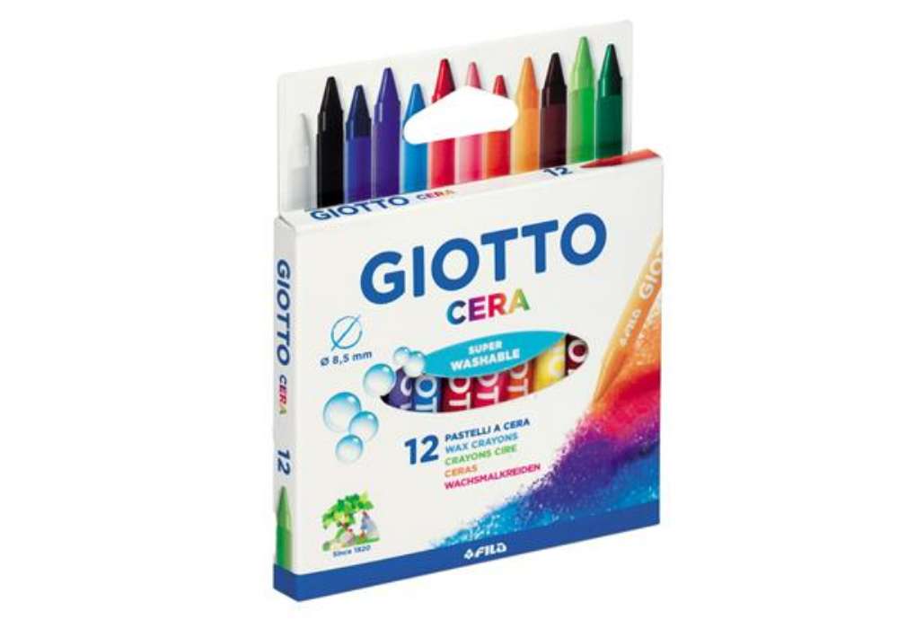 Immagine di Pastelli a cera - lunghezza 90 mm - diametro 8,50 mm - colori assortiti - Giotto - conf. 12 pezzi