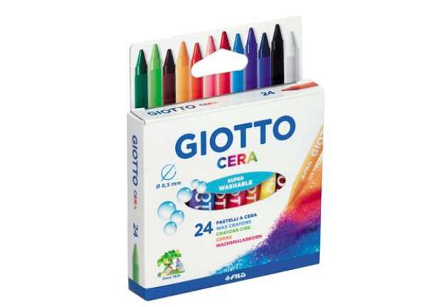 Immagine di Pastelli a cera - lunghezza 90 mm - diametro 8,5 mm - colori assortiti - Giotto - conf. 24 pezzi